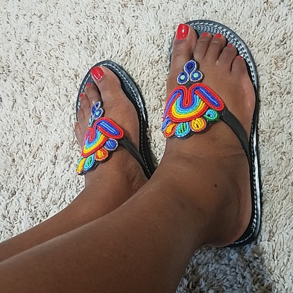 African Maasai beaded handmade sandals - Picture 4 of 4